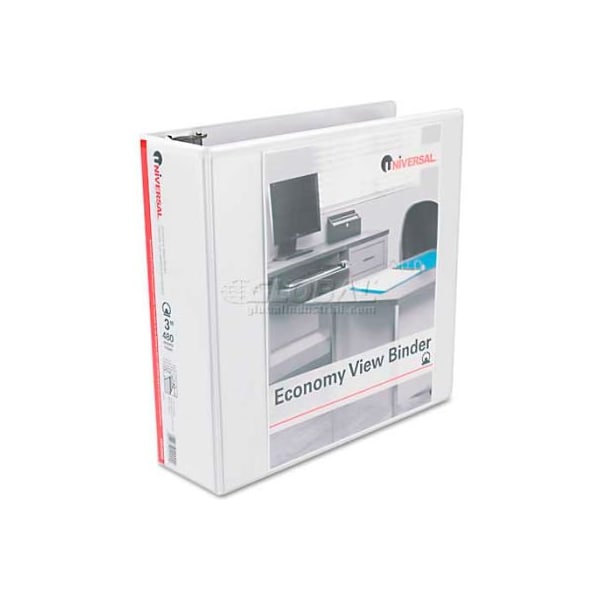 Universal Round Ring Economy Vinyl View Binder, 3" Capacity, White UNV20992*** - main
